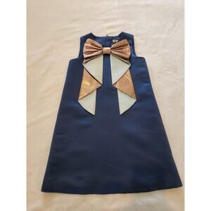 Hucklebones Girls Blue Silk Bow Dress Sz 8